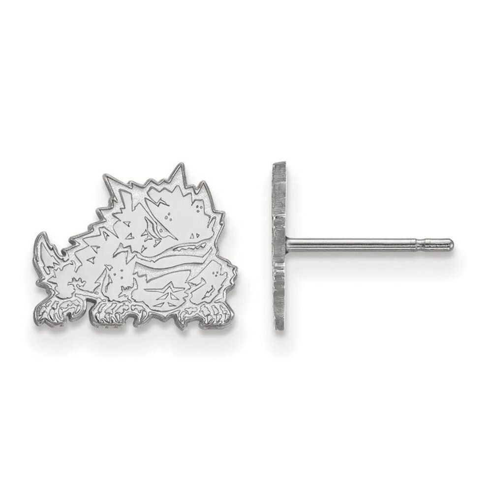 10k White Gold Texas Christian University XS (Tiny) Post Earrings